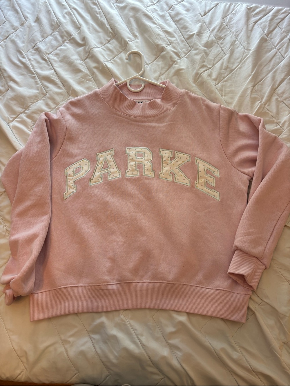 Parker Pink Crewneck Sweatshirt with Logo Appliqué